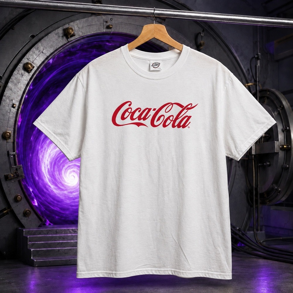 Coca-Cola Graphic Tee White Delta Pro Weight Mens Medium Red Logo T-Shirt
